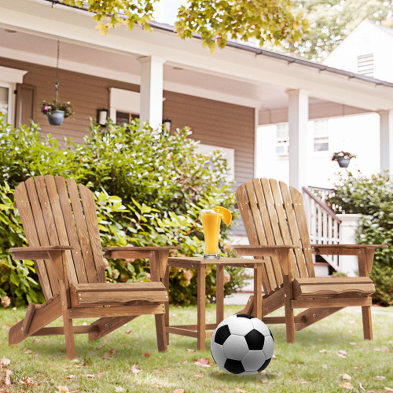 Wooden Outdoor Folding Adirondack Chair 2 Piece Set of Wooden Lounge Patio Chairs