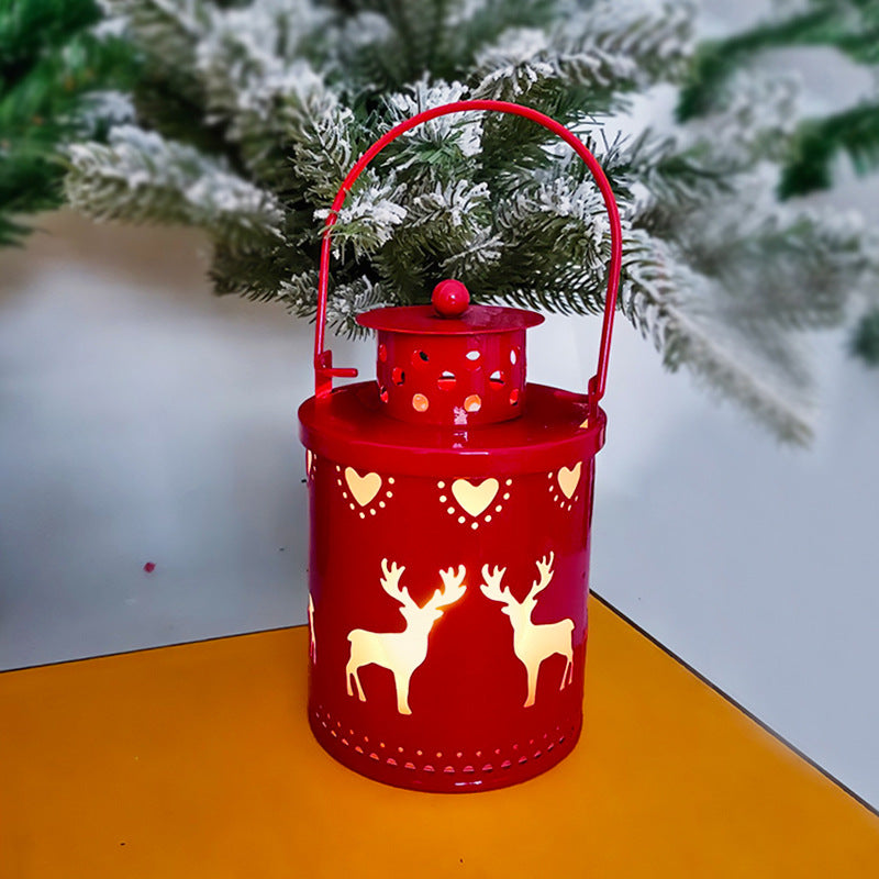 Nordic LED Candle Lantern, Red Reindeer