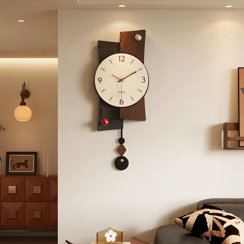 1PC Living Room Wall Clock Chinese Antique New Creative Retro Simple Dining Room Clock Wall Clock Home Decoration