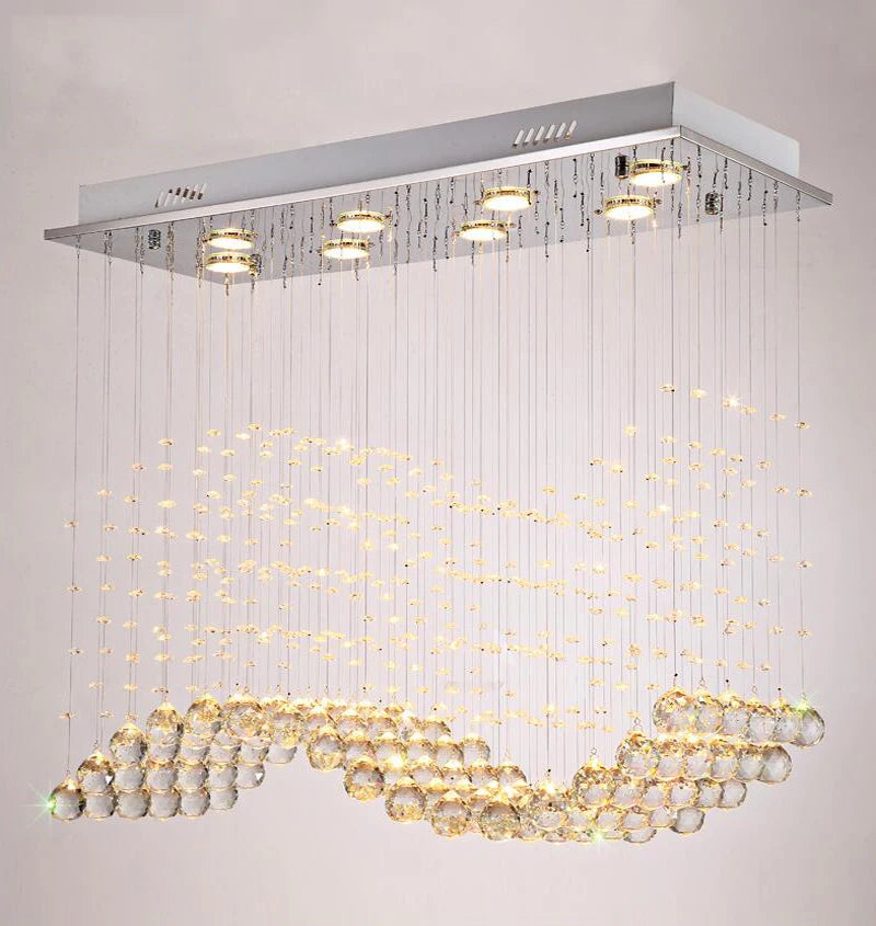 Rectangle Crystal Lamp Dining Room Chandelier Individuality