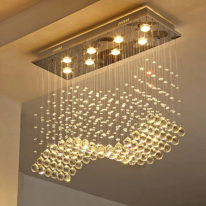 Rectangle Crystal Lamp Dining Room Chandelier Individuality