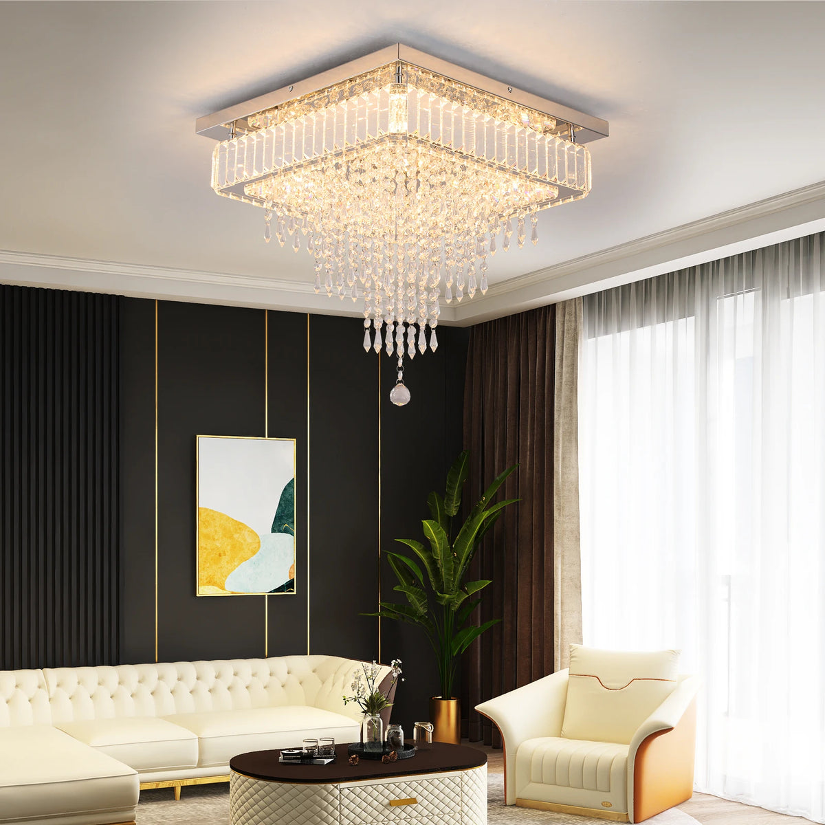 Modern Luxury Crystal Led Pendant Light Rain Drop