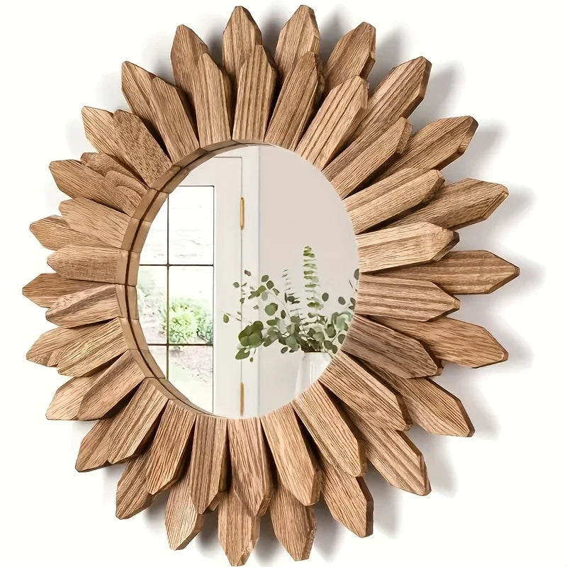 Wooden Wall-Mounted Mirror Sunflower Make-Up Mirror