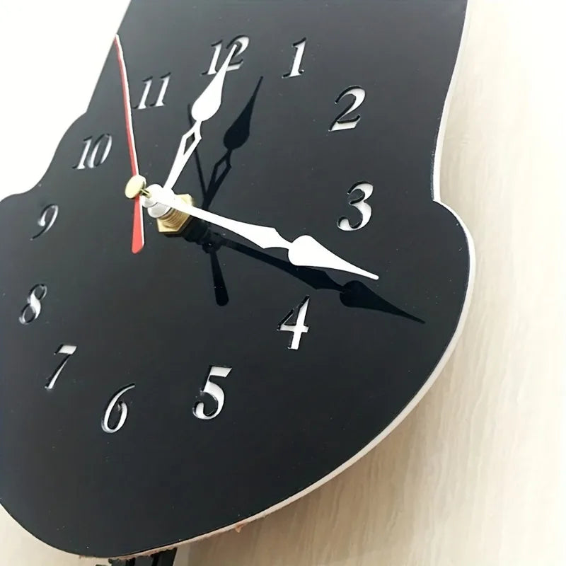 1Pc Whimsical Black Cat Pendulum Wall Clock with Moving