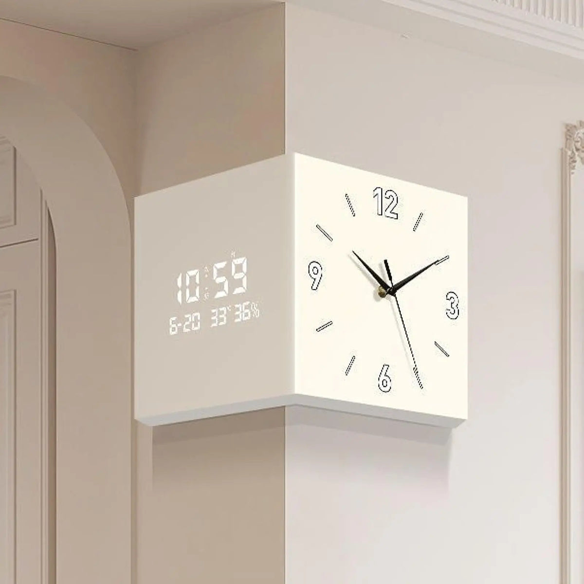 Double-Sided Corner Clock Modern Minimalist Calendar