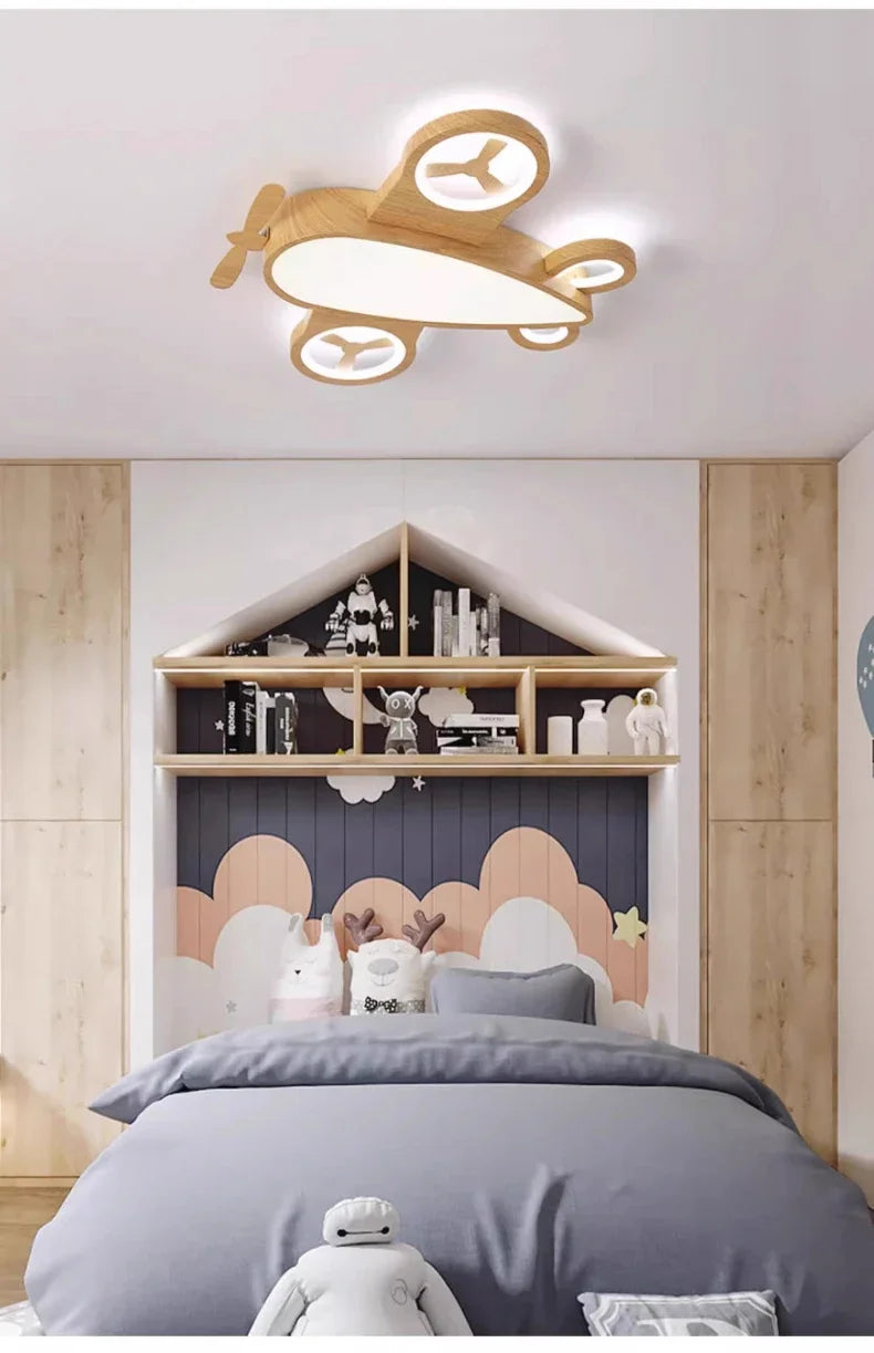 Children'S Room Airplane Ceiling Lights Log Color LED