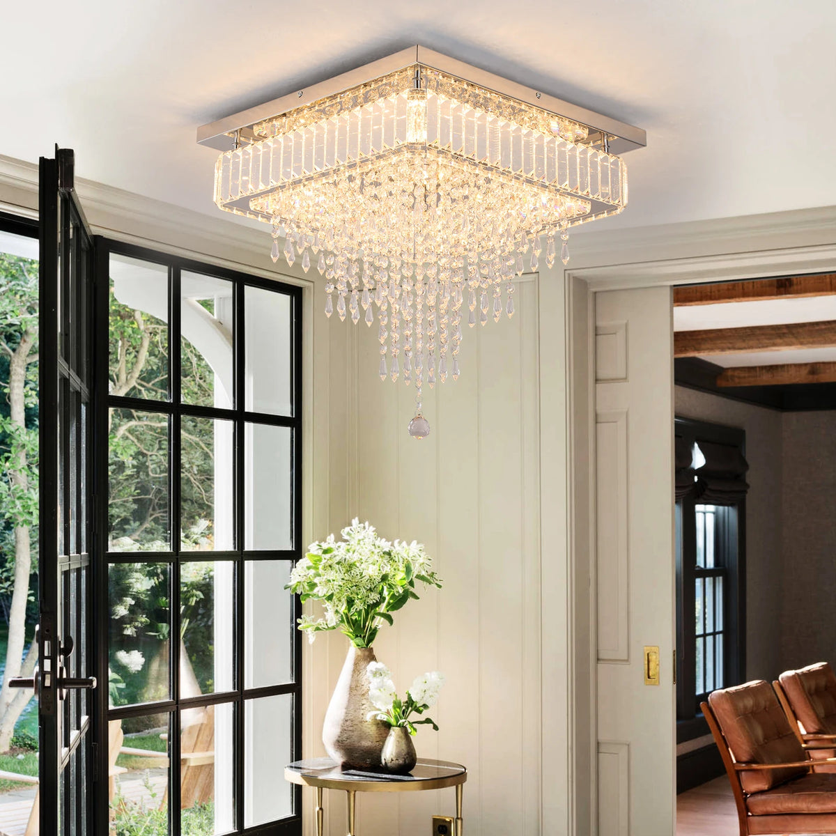 Modern Luxury Crystal Led Pendant Light Rain Drop