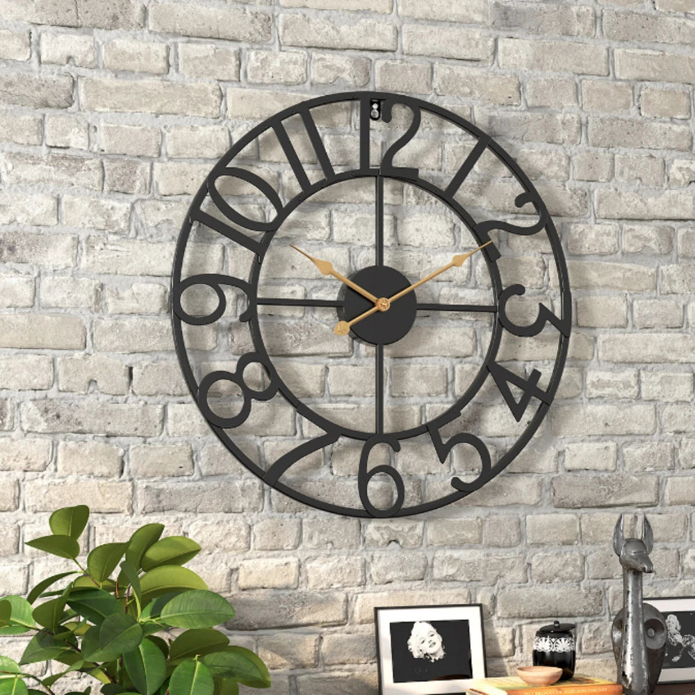Nordic Minimalist Wrought Iron Silent Clock Retro Creative