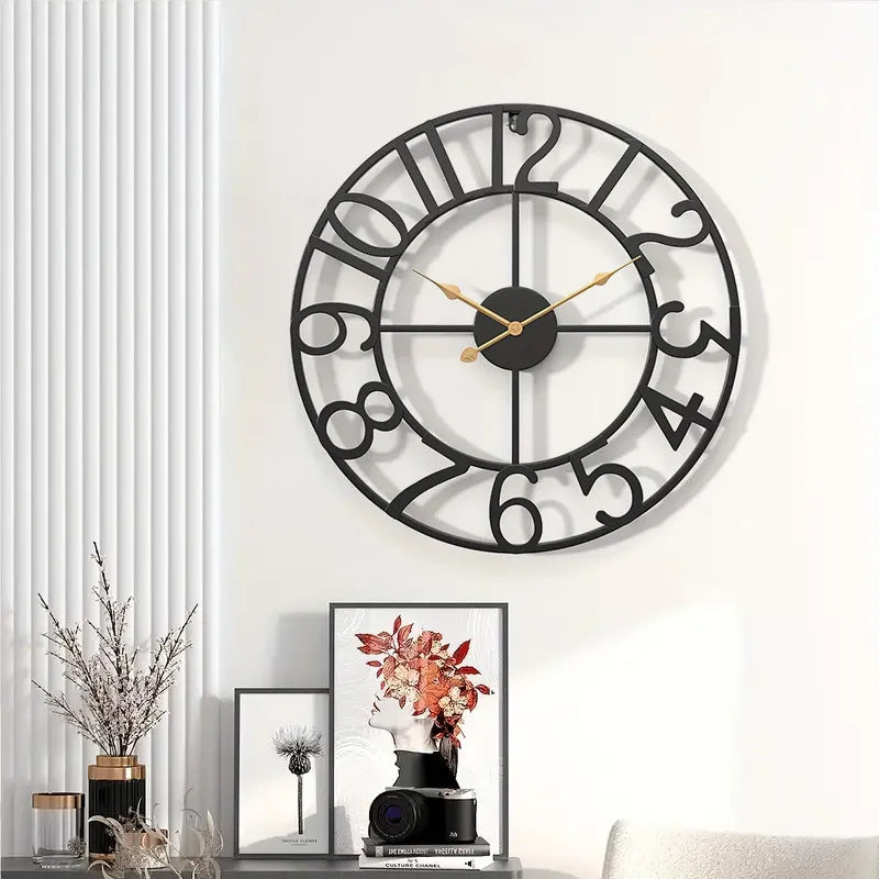 Nordic Minimalist Wrought Iron Silent Clock Retro Creative