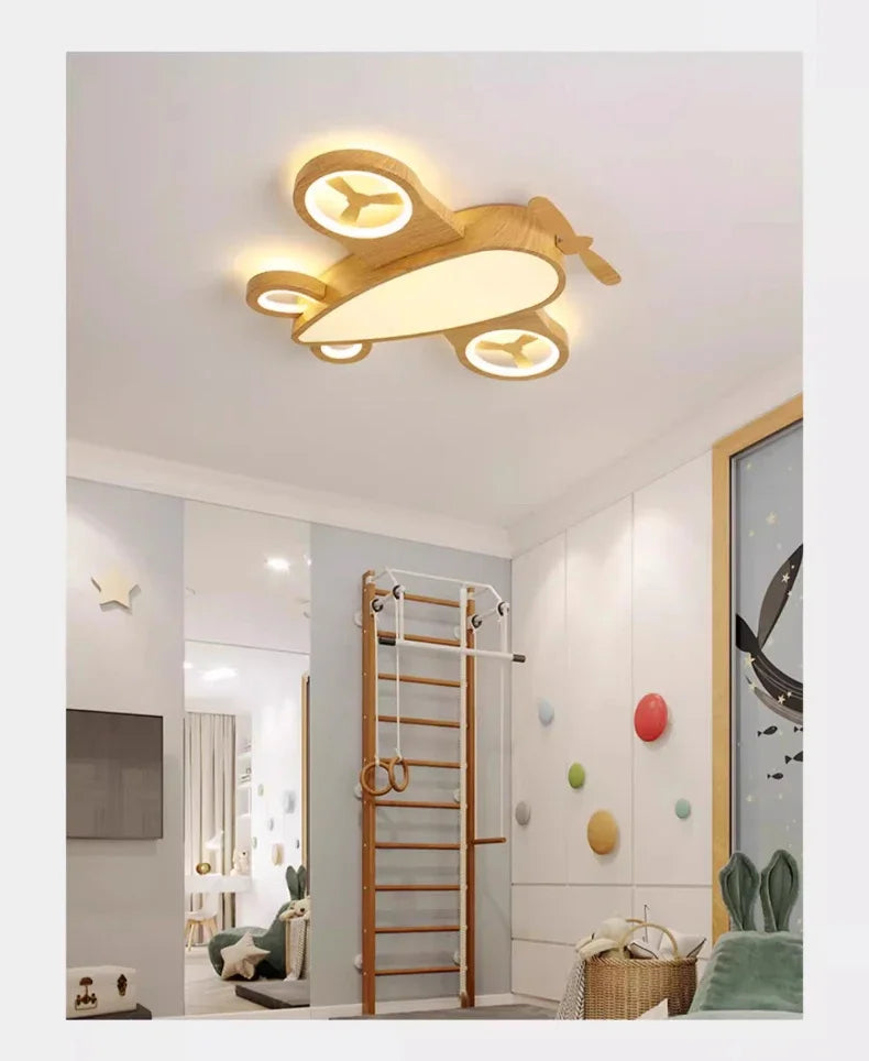 Children'S Room Airplane Ceiling Lights Log Color LED