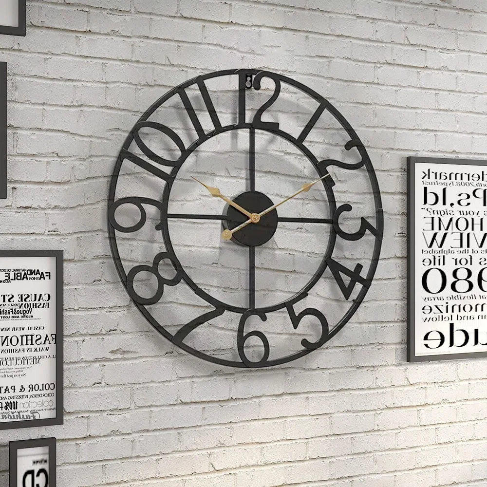 Nordic Minimalist Wrought Iron Silent Clock Retro Creative
