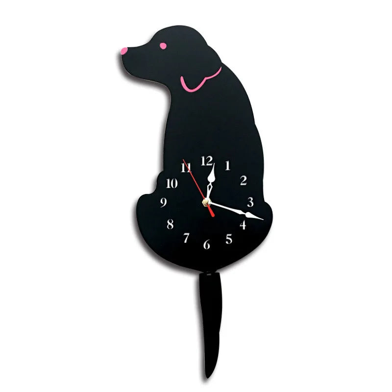 Personality New Diy Clock Living Room Acrylic Wag Tail Dog
