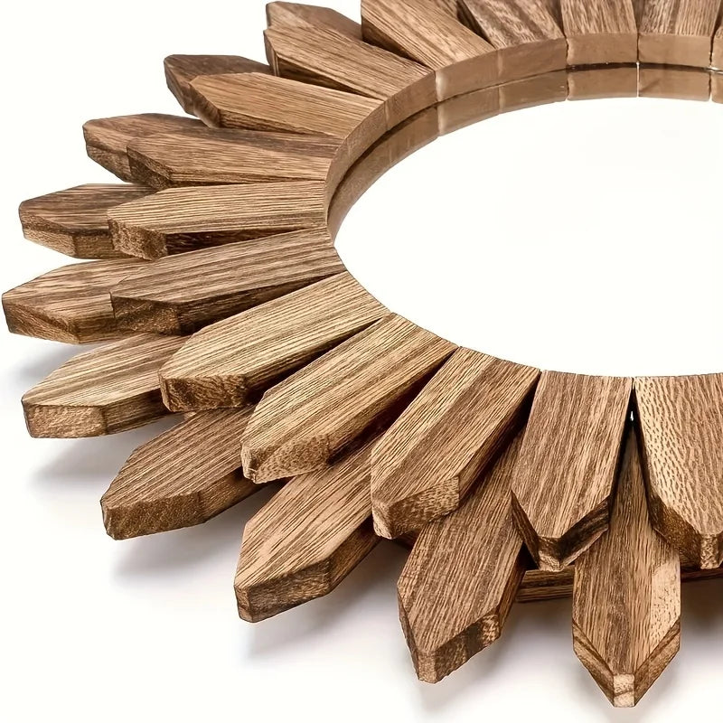 Wooden Wall-Mounted Mirror Sunflower Make-Up Mirror