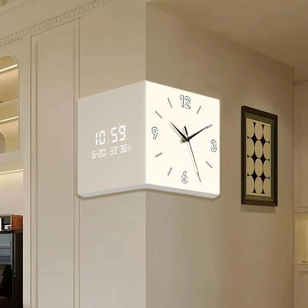 Double-Sided Corner Clock Modern Minimalist Calendar