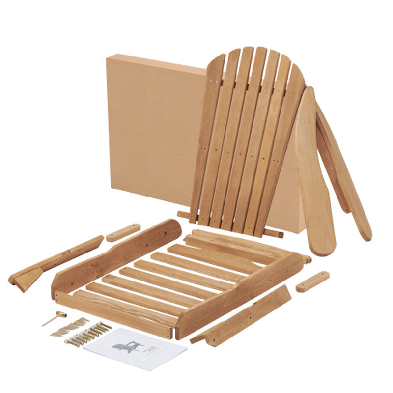 Wooden Outdoor Folding Adirondack Chair 2 Piece Set of Wooden Lounge Patio Chairs