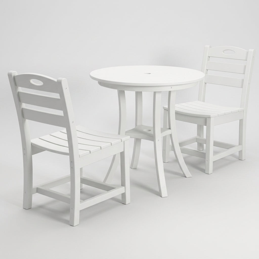 White 3-Piece Outdoor Bistro Set round Table Set Patio