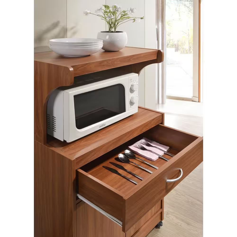 Cherry Microwave Cart with Storage