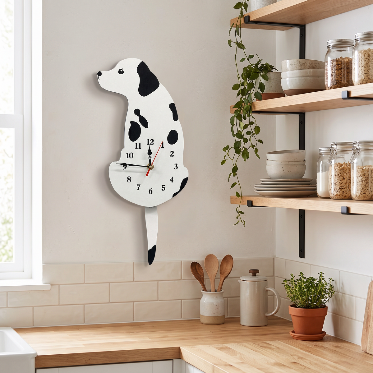 Personality New Diy Clock Living Room Acrylic Wag Tail Dog in a modern home