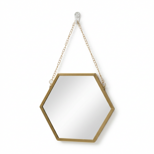 Gold Hexagon Mirror on a white background