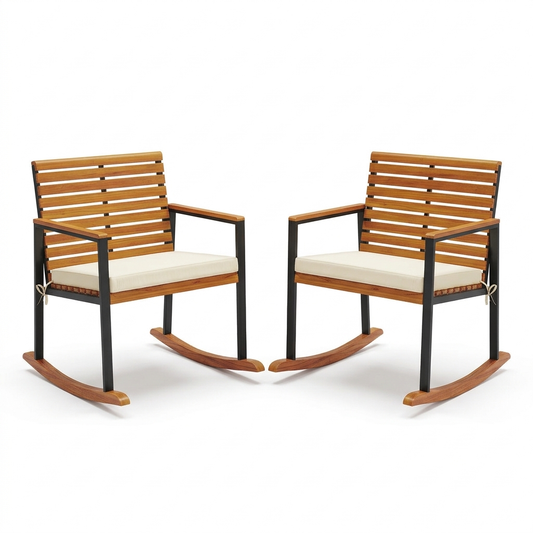Acacia Rocking Chairs, Set of 2 on a white background