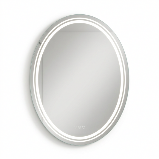 Backlit Oval Bathroom Mirror on a white background
