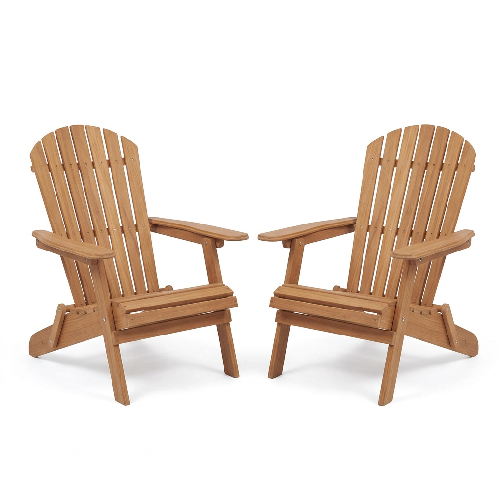 Folding Wood Adirondack Chairs, Set of 2 on a white background
