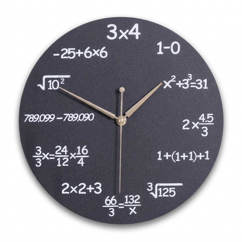 Math Wall Clock on a white background