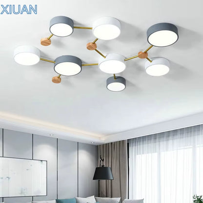 Nordic Wood Ceiling Chandelier Light AC 220V LED Living Room Ceiling Lamp for Bedroom Children Baby Kids Room Decorative Decor