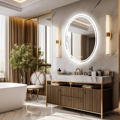 LED Bathroom Mirror Backlit round Vanity Mirror with Lights Wall Mounted Anti-Fog Lighted Bathroom Mirror Dimmable Makeup Mirror