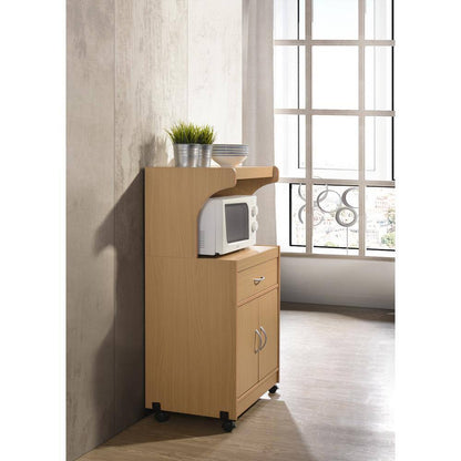 Beech Microwave Cart with Storage