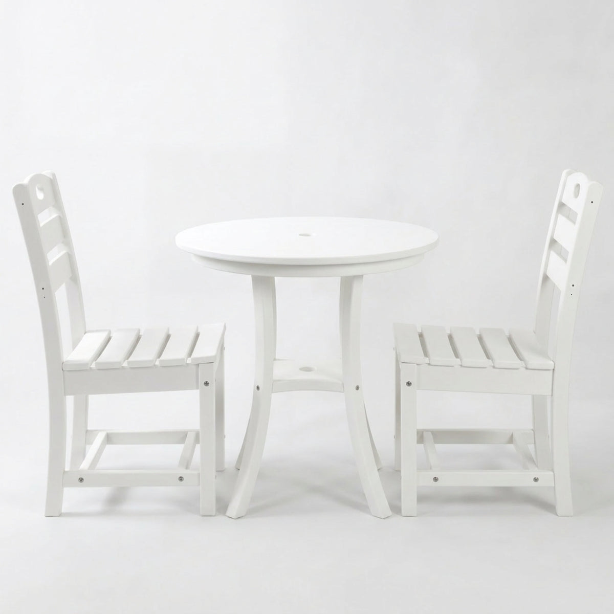 White 3-Piece Outdoor Bistro Set round Table Set Patio