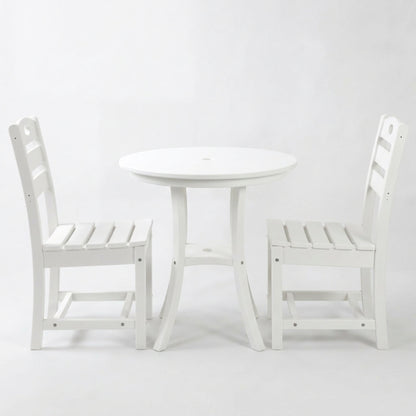 White 3-Piece Outdoor Bistro Set round Table Set Patio