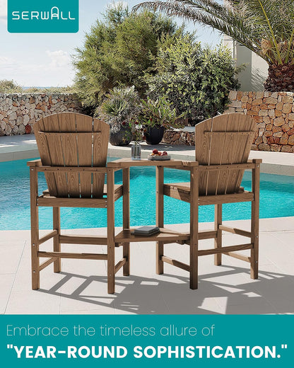 Tall Adirondack Chairs Set of 2, HDPE Bar Height Outdoor Chairs