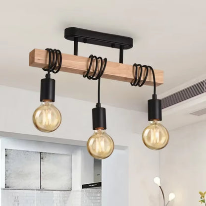 Retro Chandelier Ceiling Light Wood Art Winding Ceiling/Hanging Lamps for Living Room Dining Room Bedroom