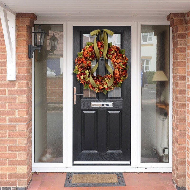 Autumn Hydrangea Wreath on a front door