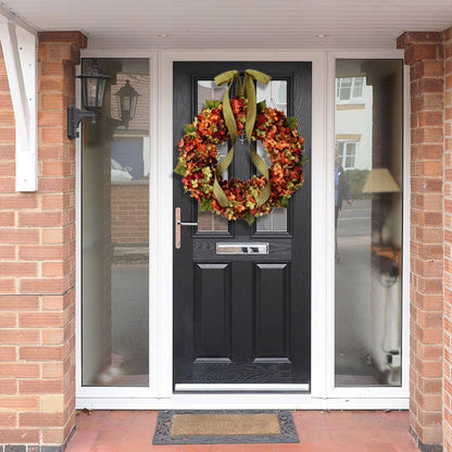 Autumn Hydrangea Wreath on a front door