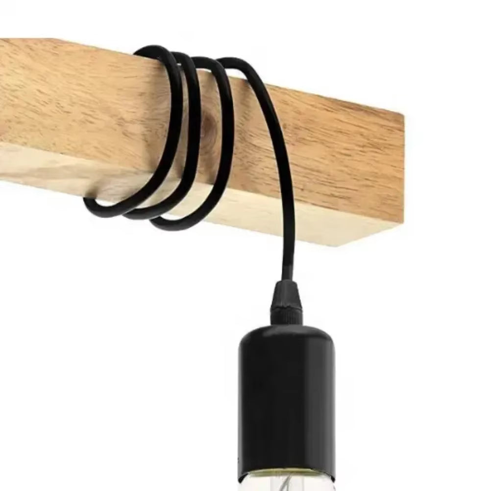 Retro Chandelier Ceiling Light Wood Art Winding Ceiling/Hanging Lamps for Living Room Dining Room Bedroom