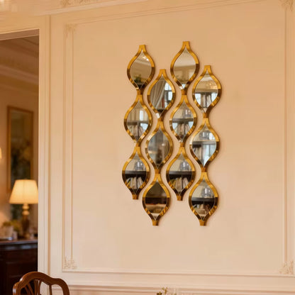 6/12Pcs Gold Teardrop Wall Mirror Kit Decorative Art Mirror for Home Bathroom Bedroom Living Room Hallway