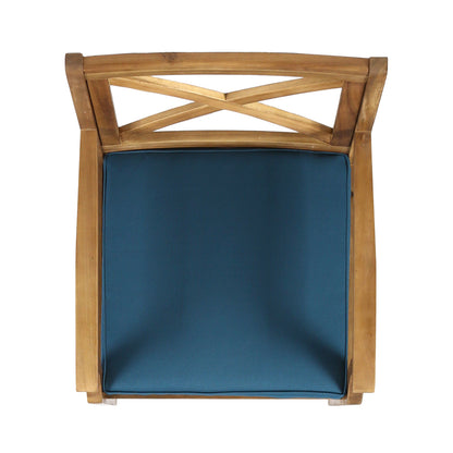 PERLA DINING CHAIR,2PCS with 2 Blue Cushions,For Backyard,
