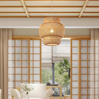Modern Bamboo Hand Woven Bamboo Art Chandelier Dining Rroom