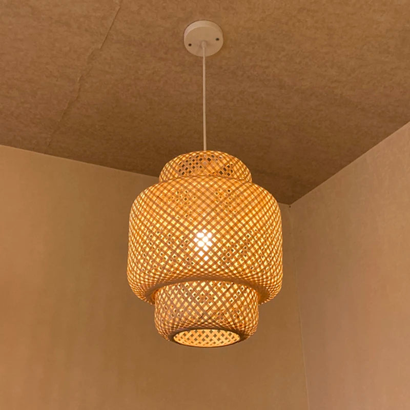 Modern Bamboo Hand Woven Bamboo Art Chandelier Dining Rroom