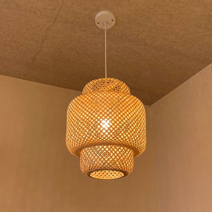 Modern Bamboo Hand Woven Bamboo Art Chandelier Dining Rroom