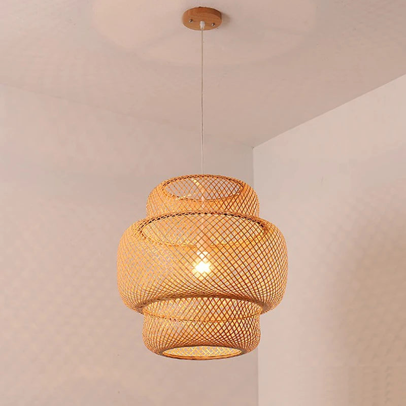 Modern Bamboo Hand Woven Bamboo Art Chandelier Dining Rroom