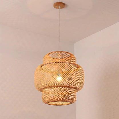 Modern Bamboo Hand Woven Bamboo Art Chandelier Dining Rroom