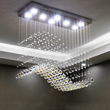 Rectangle Crystal Lamp Dining Room Chandelier Individuality