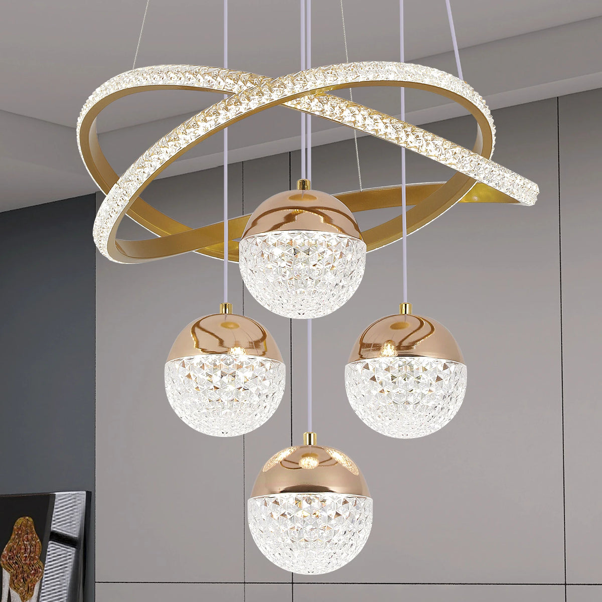 Modern LED Chandelier Lighting Three LED Colors Nordic