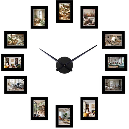 Creative Black Photo Frame Wall Clock DIY Album Clock