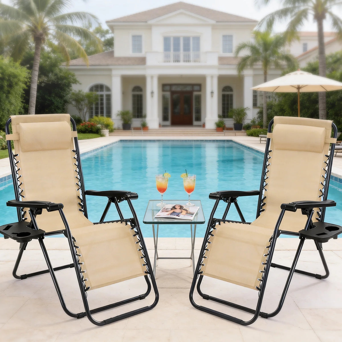 JHK Portable Zero Gravity Recliner Chairs Set of 2 Outdoor