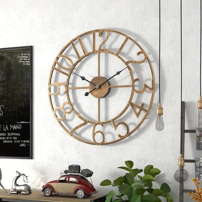Nordic Minimalist Wrought Iron Silent Clock Retro Creative