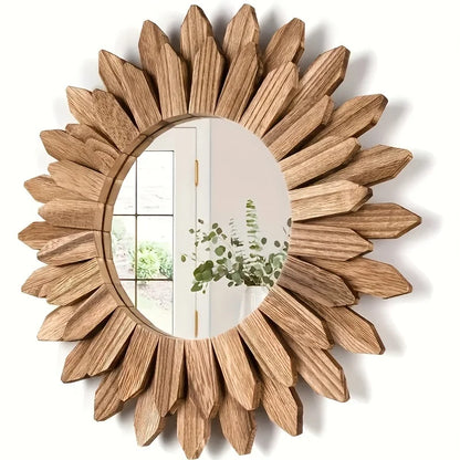 Wooden Wall-Mounted Mirror Sunflower Make-Up Mirror